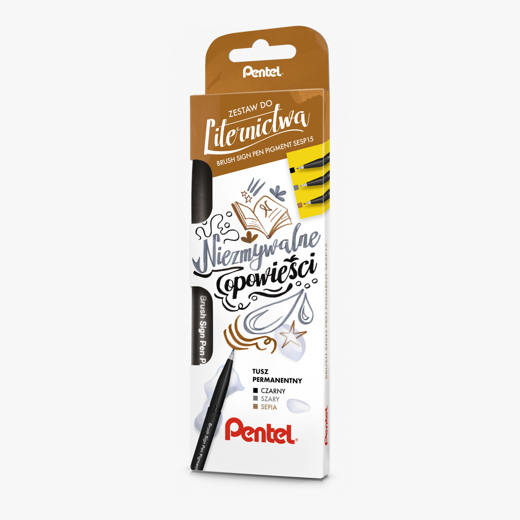 Brush peny Pentel Touch - wodoodporne (zestaw)