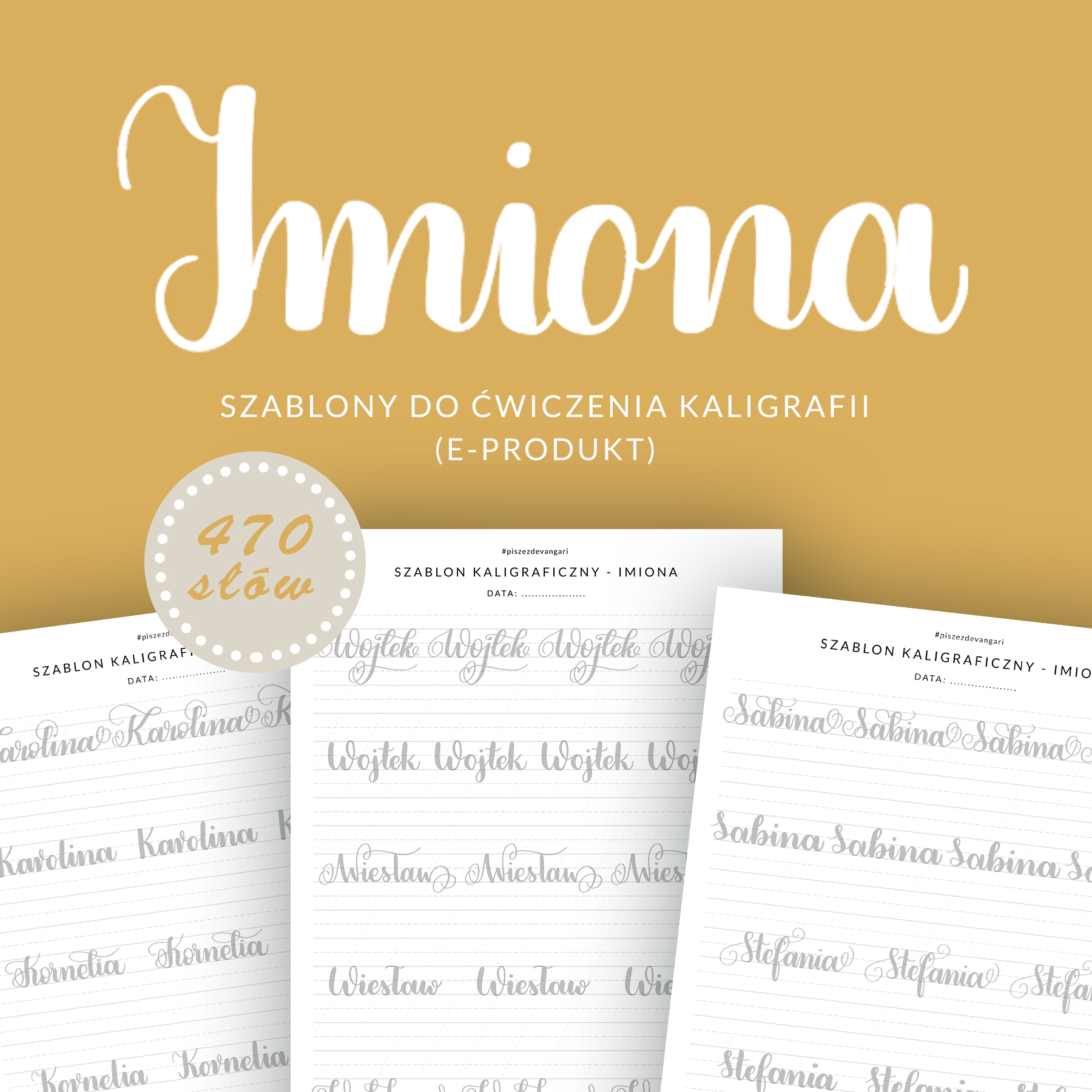 DO DRUKU Arkusze ćwiczeń do brush letteringu - Imiona - 2 kroje pisma (e-book)